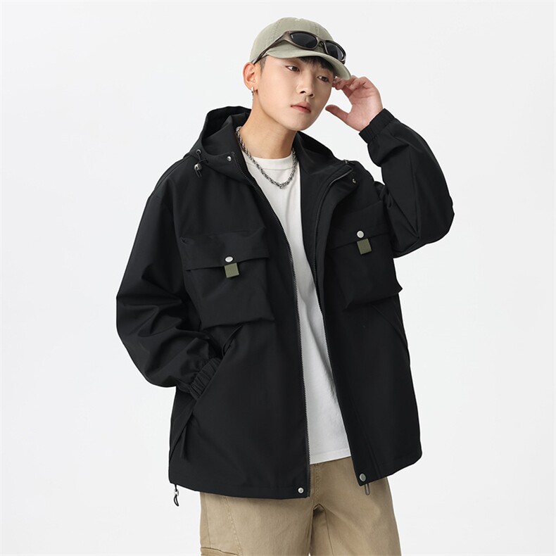 休闲拉链夹克情侣冲锋衣防风衣连帽外套JK451p75,男装夹克,电商D315