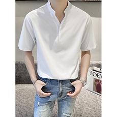 男士短袖t恤男款立领polo衫夏季美式日系冰丝抗皱半袖衣服P06，男装T恤，星座1116A-2（原606A-1）