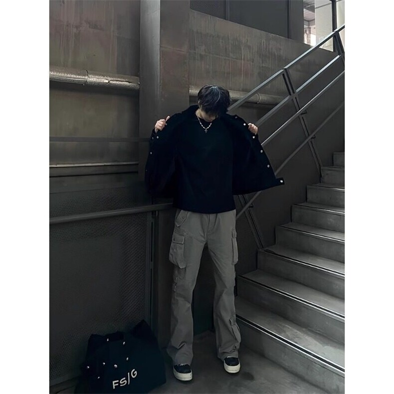 春秋季新款美式复古夹克外套男短宽Cleanfit工装柳钉高街上衣潮牌,男装夹克,星座506A