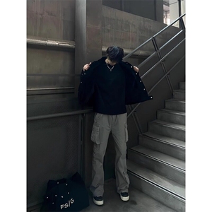 春秋季新款美式复古夹克外套男短宽Cleanfit工装柳钉高街上衣潮牌图片