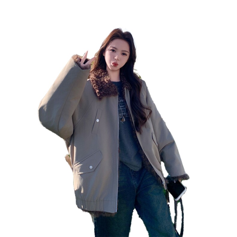 主推现货2025羊卷毛内里派克服外套C022-9160-P245-K368,女装派克服,2C022