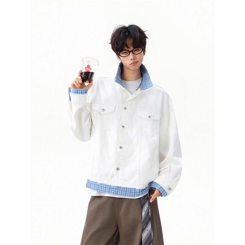 【现货】XZ1218WT8645特价P70美式休闲假两件拼接牛仔外套，男装工装外套，星座1218（原611-3）