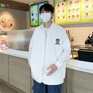 S01-P35学院风宽松型长袖衬衫图片