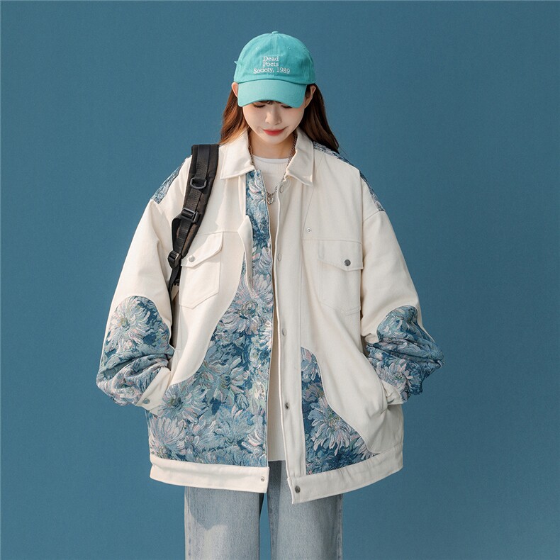 1中性风刺绣拼接棉衣女夹克棉衣男外套男8706P115控158，女装棉衣/棉服，星座226-2