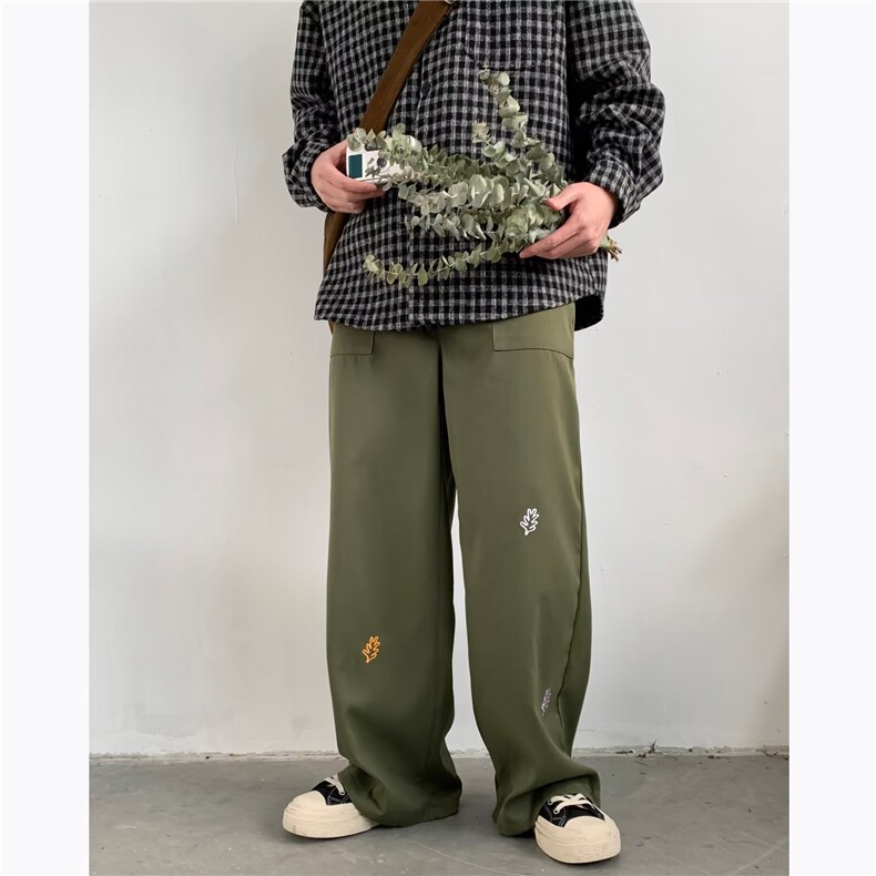 美式绣花工装裤男宽松直筒潮牌百搭痞帅休闲阔腿长裤K4977-P37,男装休闲裤,星座412-3