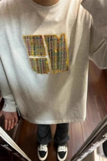 民族风编织感贴布百搭宽松卫衣长袖T恤WY6124特P4，男装T恤，星座908-1