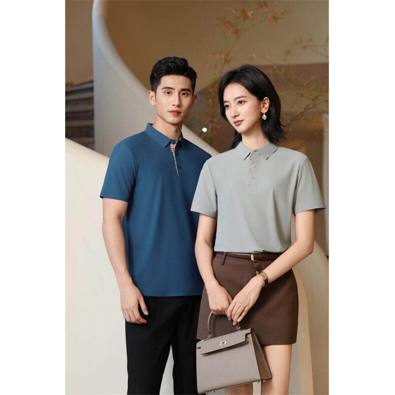 2025春夏高级感冰丝无痕POLO衫男女工作服团服LOGO刺绣L99205P48,男装Polo衫,星座1602B（原101B-1）