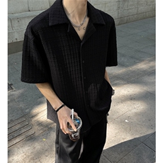 夏季新款提花冰丝重磅古巴领衬衫CS425特批45控78，男装衬衫，电商A072