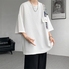 夏季新款撞色拼接小熊大码短袖T恤DSA059-10046-P35，男装T恤，电商A059