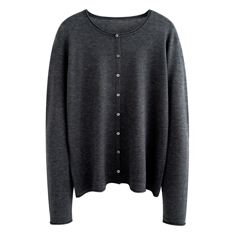 2025新款纯色简约气质女圆领羊毛开衫长袖，女装针织衫/毛衣，东远绒业