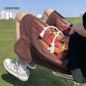 2026夏季新款港风大码发泡印花五分裤M-5XL-DK2316-特P30图片