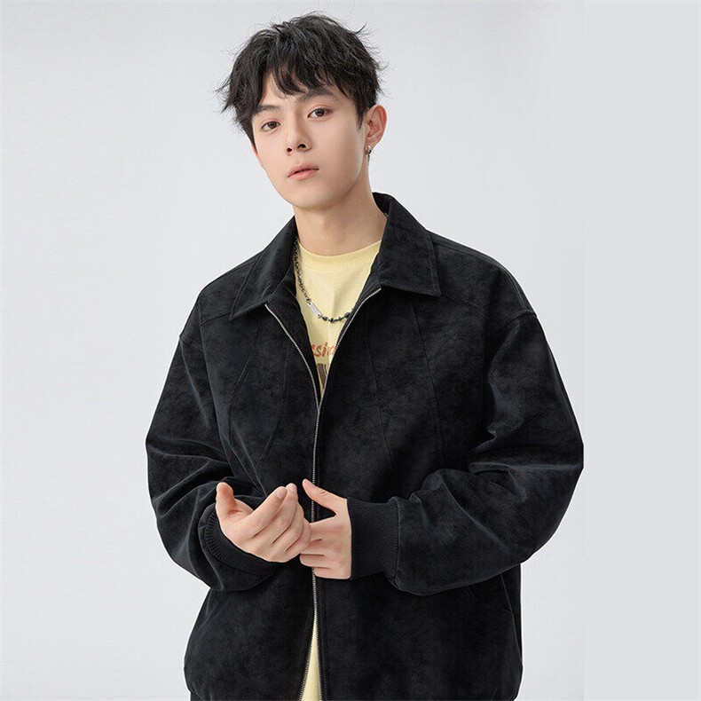 2026春季新款皮衣夹克男青少年学生潮流麂皮外套，男装皮衣，星座1206-1（原A206-1）