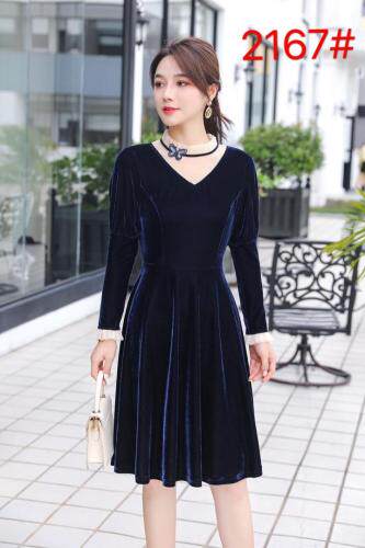 秋季新款：手感丝绒连衣裙，女装连衣裙，罗兰春天