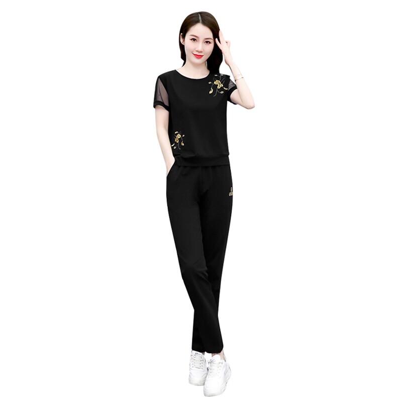 休闲运动套装女2025春秋新款韩版时尚拼接立领宽松跑步卫衣两件套,女装套装/套裙,梦依杭