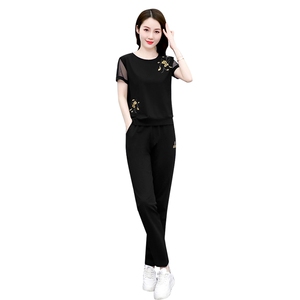 休闲运动套装女2025春秋新款韩版时尚拼接立领宽松跑步卫衣两件套图片
