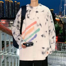 ！2023秋冬新款男士扎染彩虹毛衣情侣中性百搭针织衫M309P65，男装针织衫/毛衣，电商B220