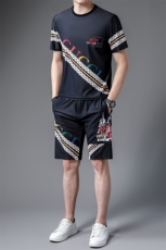 JG22-17男士2023年春夏季新款运动套装短袖短裤T恤卫裤二件套P125，男装休闲套装，电商B360