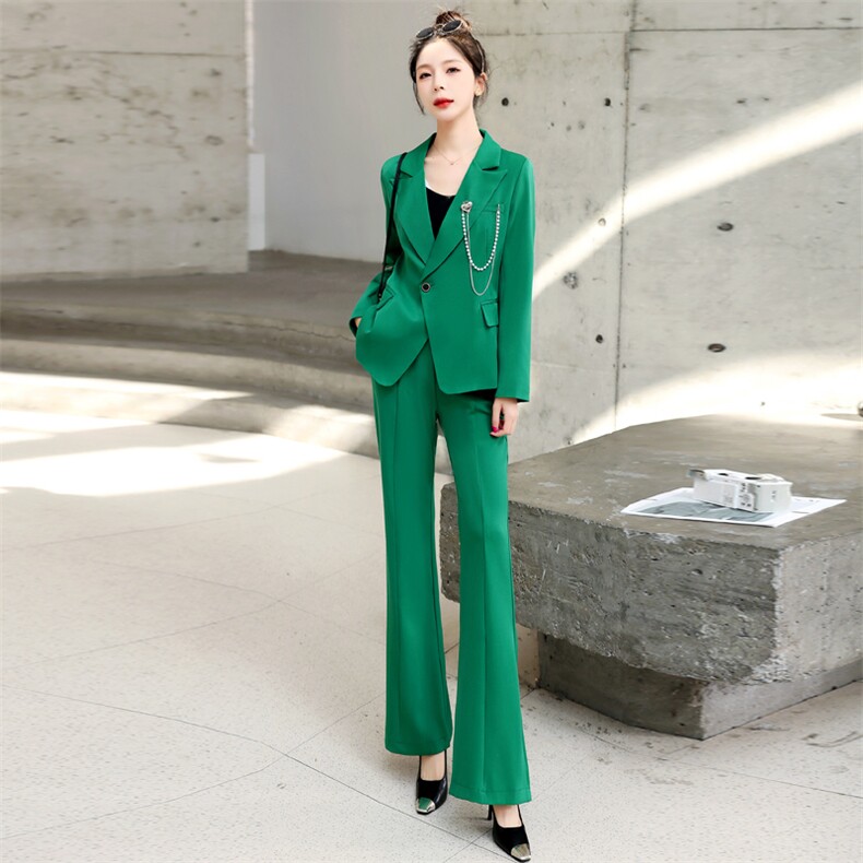 高级感职业套装女2024春秋新款干练气质女神范西装微喇叭裤两件套,女装套装/套裙,丽美静依