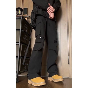 潮牌休闲裤子搭配男2025男款直筒伞兵冲锋裤抽绳束脚春秋款工装裤图片