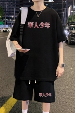 ！2025夏季新款男士华夫格短袖T恤套装学生一套HTZ79P50，男装T恤，电商B220