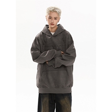 港风大码日系复古麂皮绒钢印套头连帽卫衣XZ213-W1921-P60控78，男装卫衣，星座213