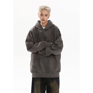 港风大码日系复古麂皮绒钢印套头连帽卫衣 XZ213-W1921-P60控78图片
