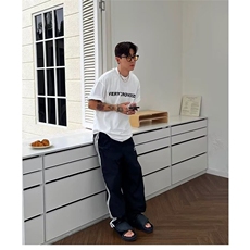【有货】DK2886-P40休闲裤男侧边三条杠宽松直筒阔腿裤子，男装休闲裤，星座603-2