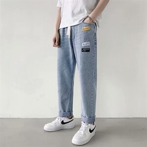裤子男痞帅牛仔裤宽松直筒潮牌九分裤子韩版潮流ins港风971-p30,男装牛仔裤,星座1008-2