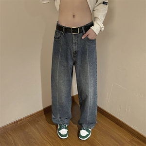 新款港风牛仔裤男宽松日系复古男裤子垂感个性潮流男裤N0604-P43图片