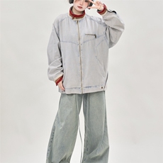 JK8964-P75美式复古cleanfit牛仔外套男春秋款高级感痞帅底特律，男装工装外套，电商B323A