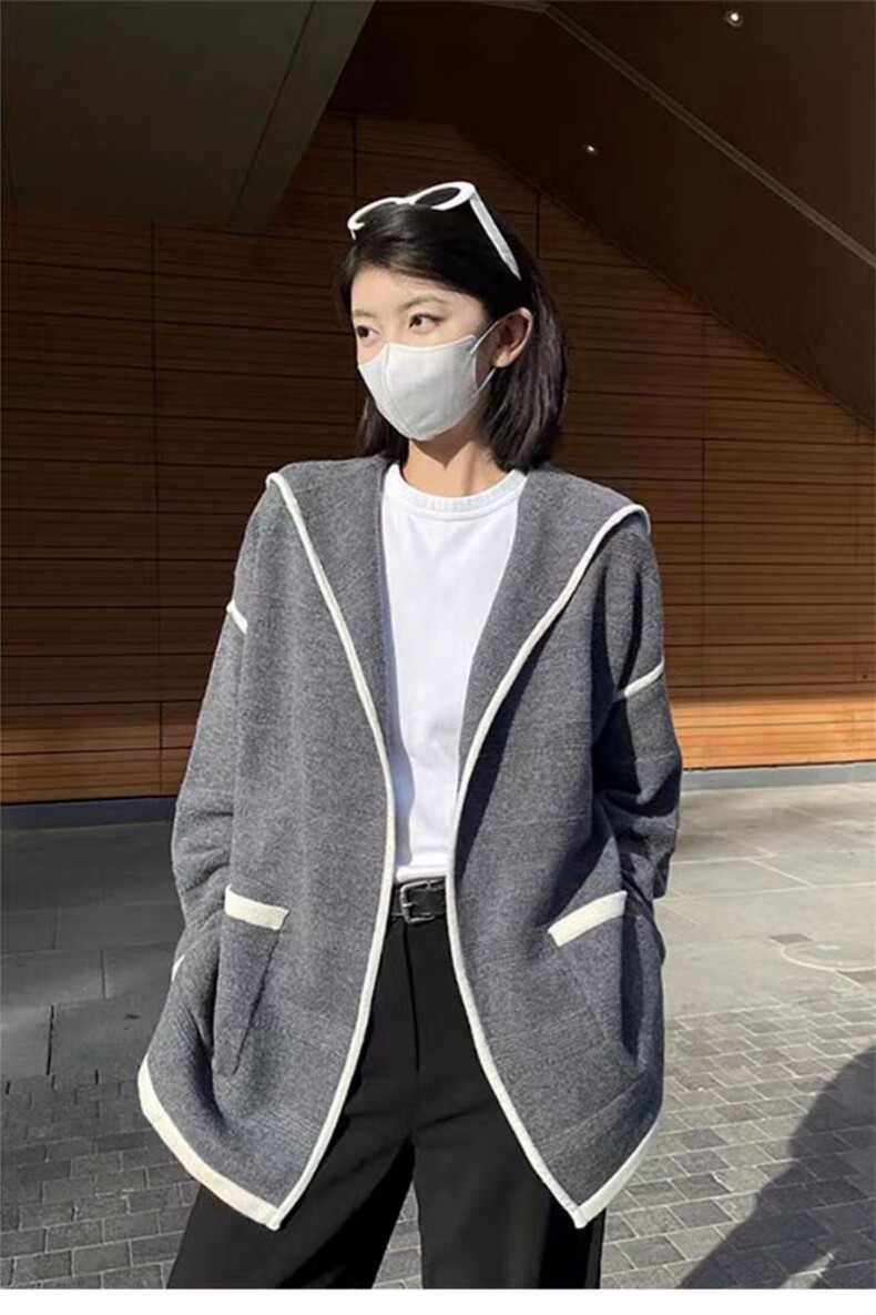 秋冬季羊毛条纹青春活力时髦款羊毛开衫短外套,女装羊毛衫,锦瑟羊绒