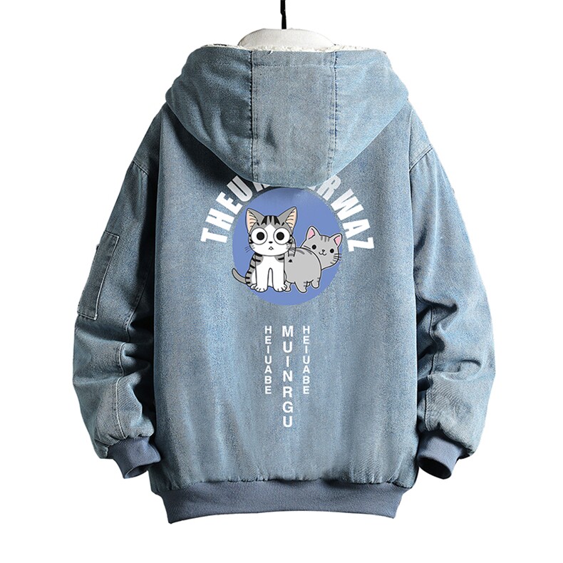 NM53160-P140牛仔外套男大码加厚加绒衣男羊羔毛服男网格,男装棉衣,电商A040A