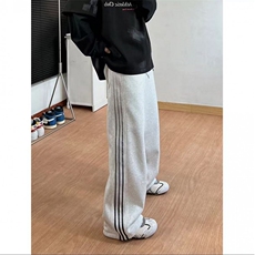 春季直筒裤潮牌条纹三杠运动裤宽松阔腿裤子男士休闲裤LF0033-P42，女装休闲裤，星座1008