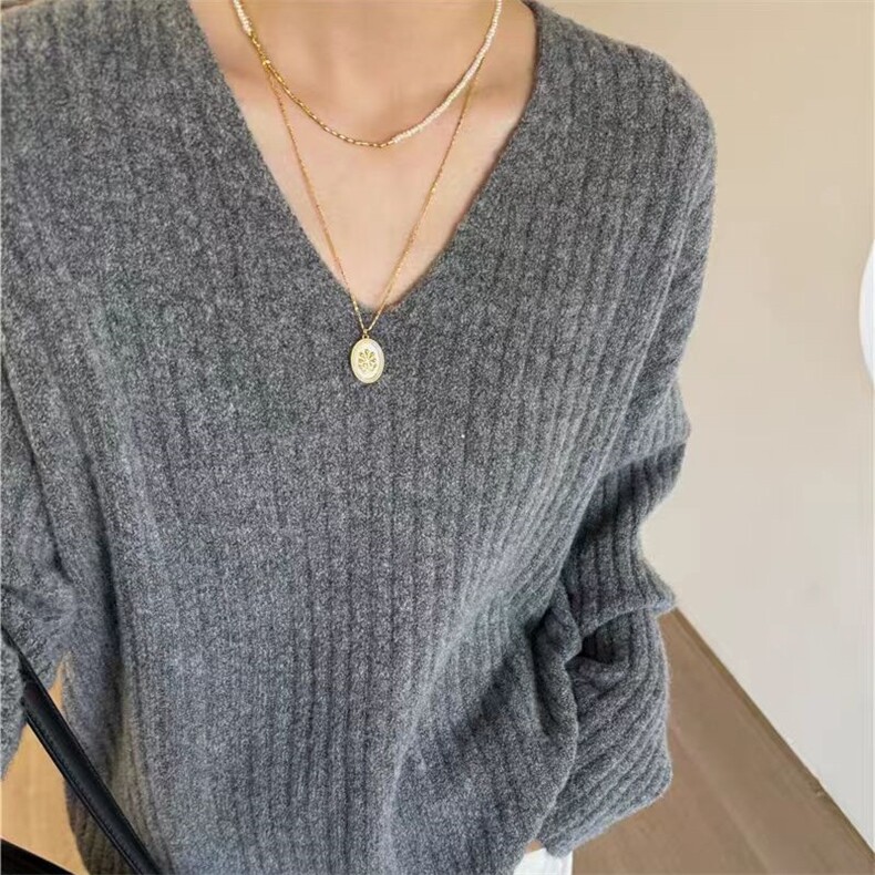 毛衣女套头秋冬宽松针织打底短款显瘦保暖针织衫,针织衫/毛衣,锦瑟羊绒