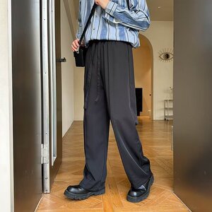 2023港风文艺纯色西裤男春夏宽松潮流直筒长裤复古百搭休闲裤图片