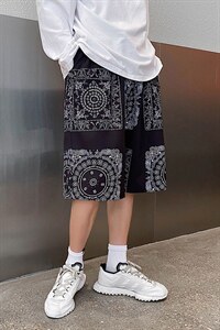 印花短裤宽松夏季男士5分冰丝沙滩宽松休闲裤A125-6610-P25图片