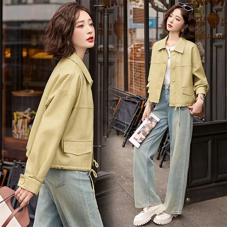 高级感皮衣女外套短款春秋季新款小个子宽松休闲气质百搭夹克上衣,女装皮衣,臻衣坊