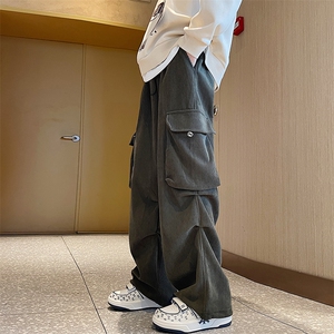 春季灯芯绒工装长裤男士日系潮牌宽松百搭直筒休闲裤 K7546-P40图片