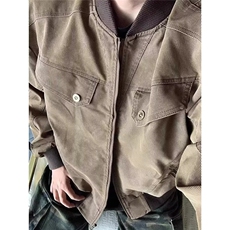 秋冬韩版时髦复古cleanfit工装皮质短款夹克外套男士宽松棒球服潮，男装夹克，星座516A