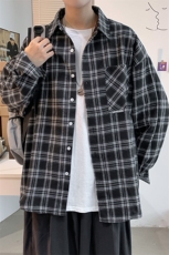 衬衫男秋季新款港风宽松大码磨毛长袖衬衣CS37-P38，男装衬衫，星座214-3