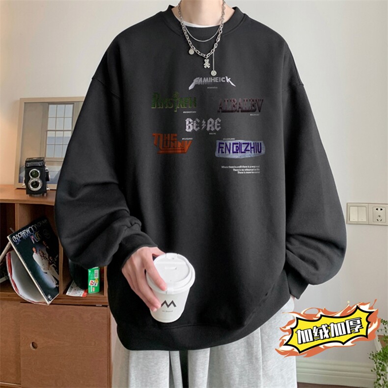 ！圆领卫衣男长袖T恤男WY163-P28加绒款（JR）-P33控价:49,男装卫衣,电商B367