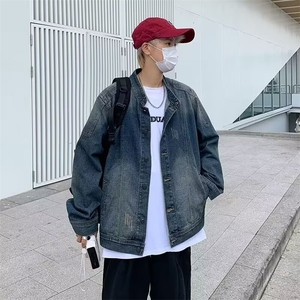 1506/GY80810/P45日系复古做旧扣领小立领短款外套春秋宽松廓形图片