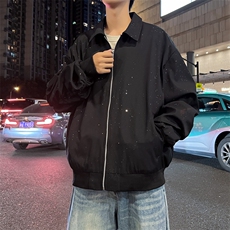美式高阶可二开秋季翻领满天星复古百搭情侣外套26186TP38，女装短外套，电商A247