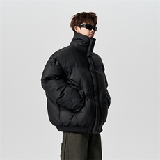 有长图冬季保暖羽绒棉服男宽松棉衣立领PU皮棉袄外套MF00756/P100，男装棉衣，电商B316