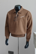 盗图假模老钱风小众设计感翻领拉链长袖POLO卫衣N6622/P68，男装Polo衫，电商A243