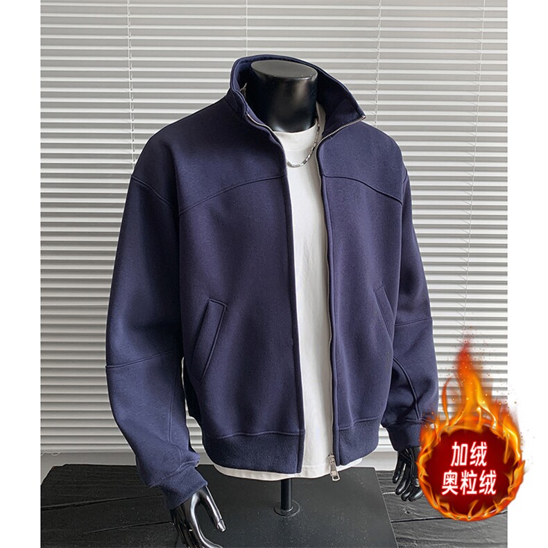 外套重磅加绒奥粒绒短款500克拉链立领卫衣短宽套头 RH5321JR-P65图片