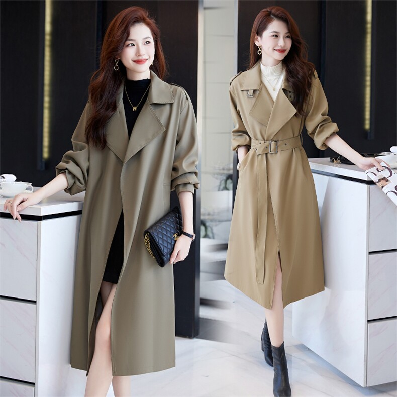 风衣外套女2025年新款秋季韩版宽松休闲高端大牌减龄中长款大衣潮，女装风衣，卡杰菲