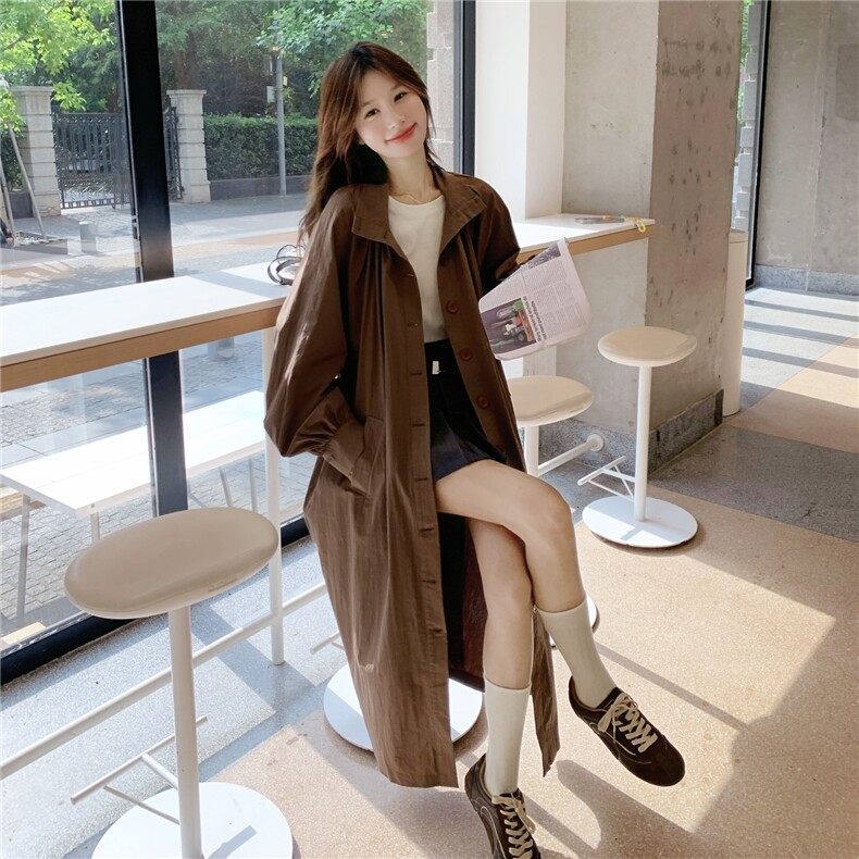 高级感咖色风衣外套女春秋2025新款显瘦流行爆款英伦风中长款大衣,女装风衣,2C271