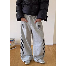 美式复古口袋设计印花休闲裤宽松男女阔腿裤KC18，男装休闲裤，星座1116A（原606A-3）