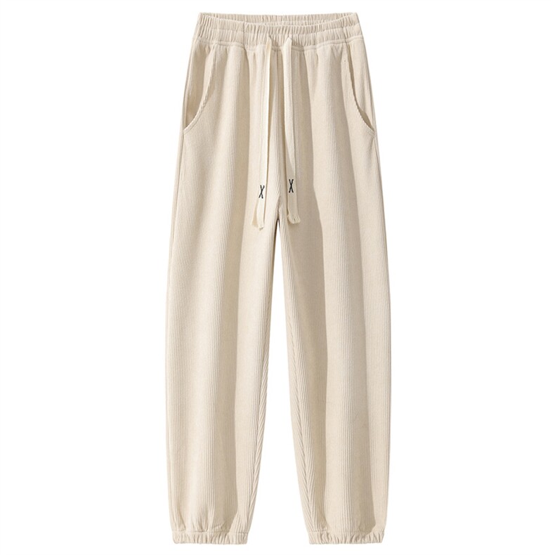 灯芯绒长裤2024外贸大码青少年纯色百搭休闲束脚运动长裤K808-P23，女装休闲裤，星座1816-2（原1210–2）